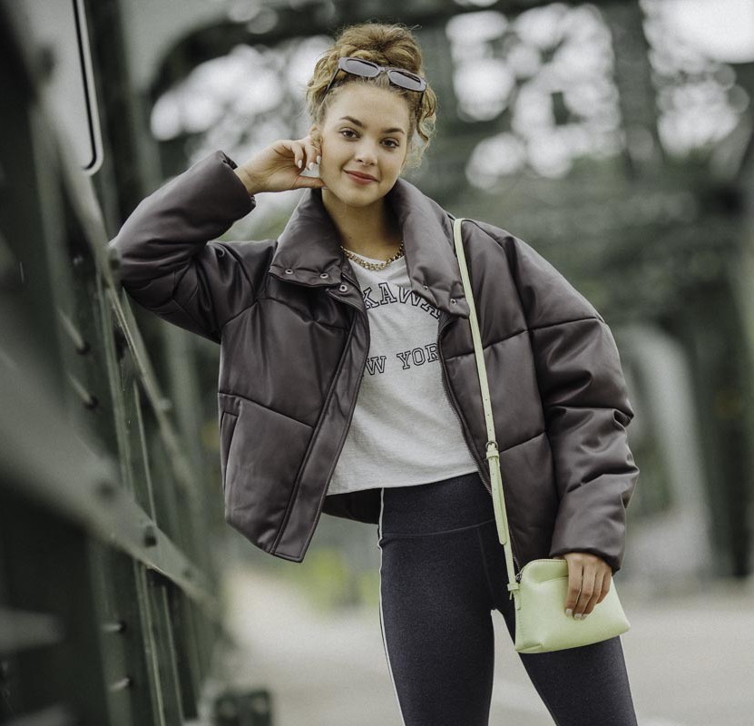 girl posing in winter jacket